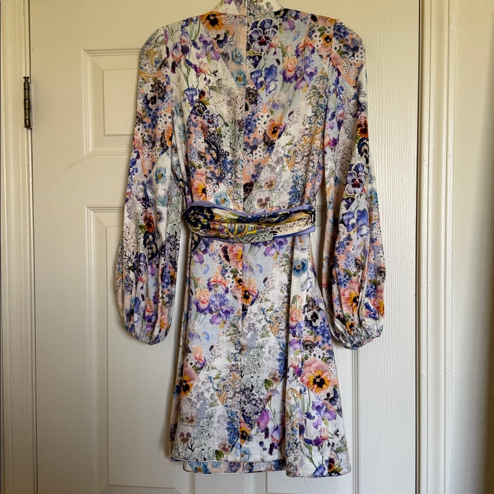Dream Zimmermann Tama Floral Pansy Print Linen Dress 0/ XS - Picture 6 of 10
